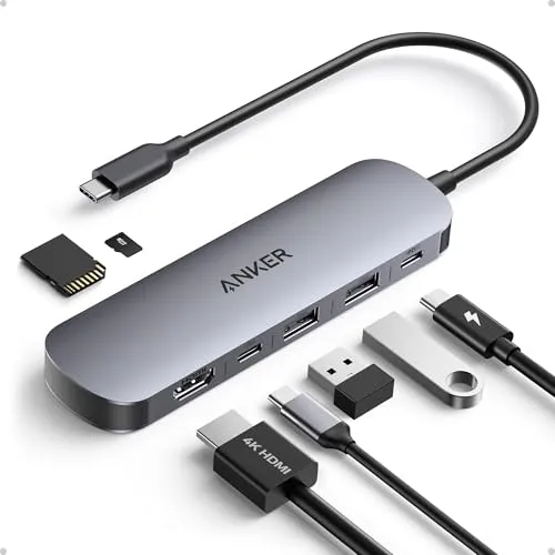Anker USB C Hub, 7in1 Multi-Port USB Adapter, 4K@60Hz USBC to HDMI Splitter
